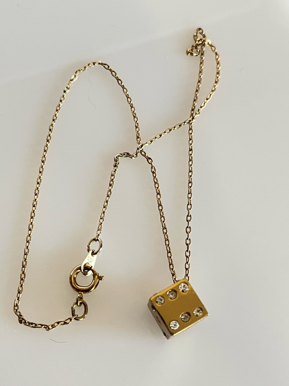 Napier Gold Dice Pendant Necklace with Crystal rhinestones